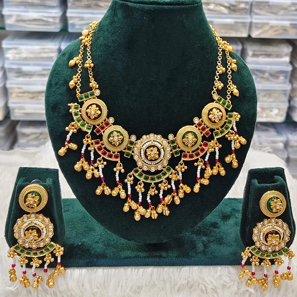 Manisha Jewellery Elegant Gold Plated Kundan & Pearl Necklace Set