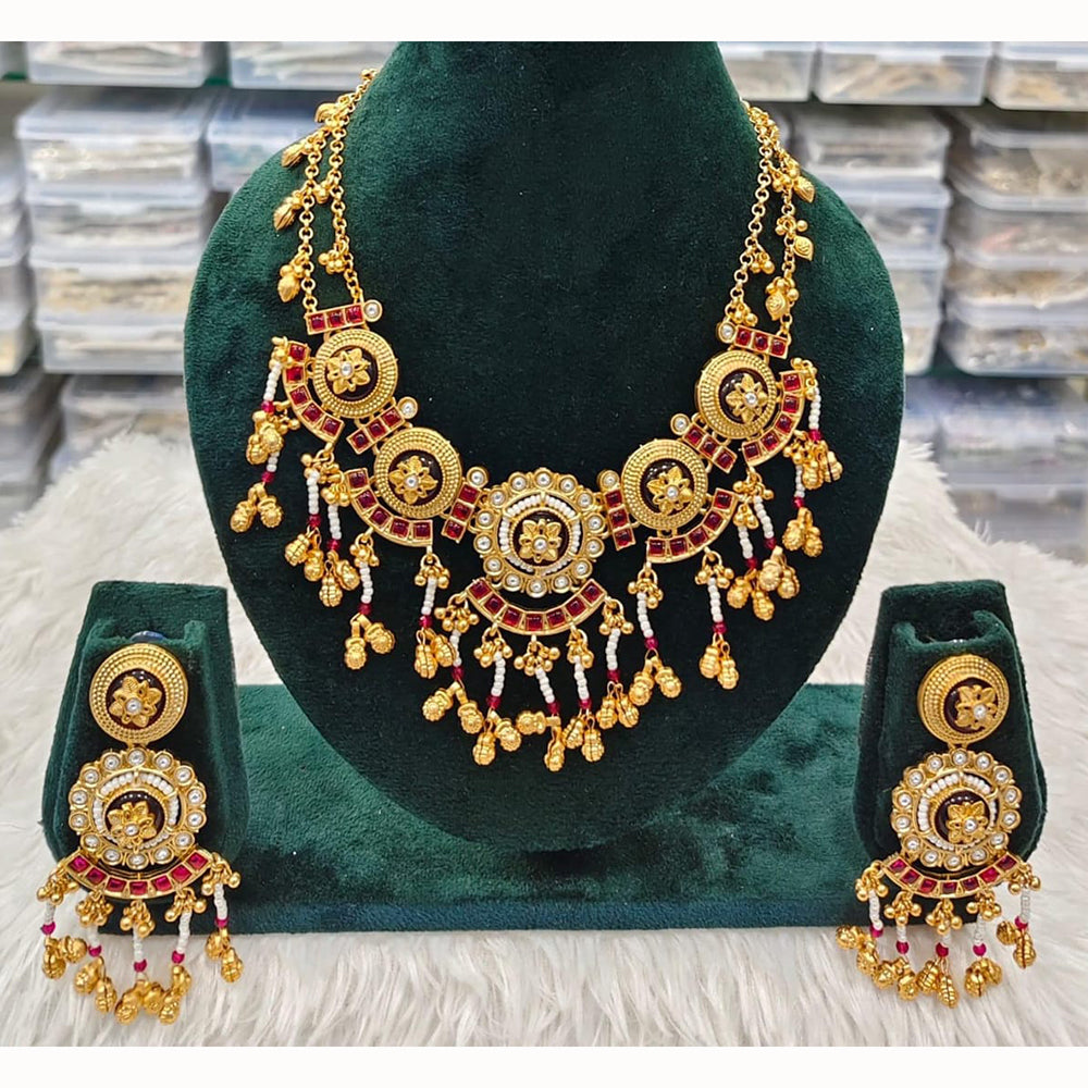 Manisha Jewellery Elegant Gold Plated Kundan & Pearl Necklace Set