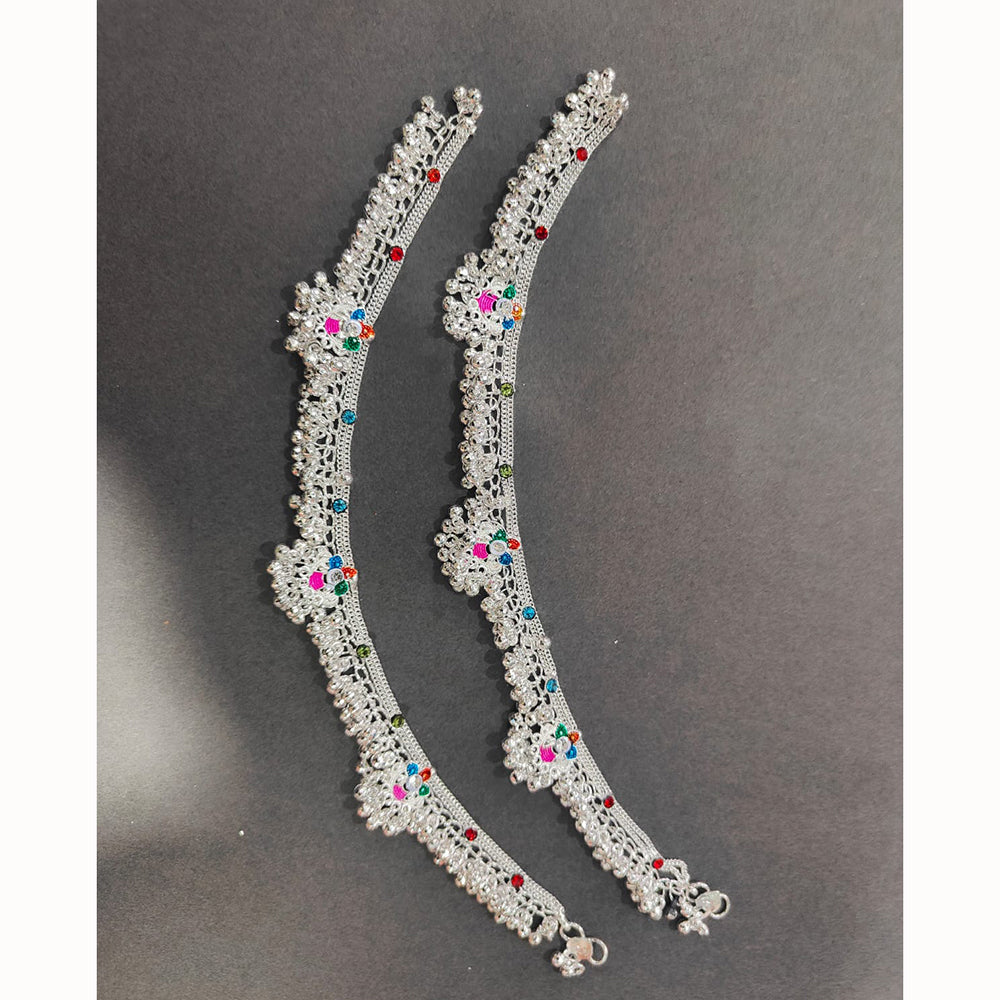 Manisha Jewellery Classic Silver Plated Traditional Payal with Engraved Design for Women & Girls