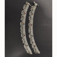 Manisha Jewellery Classic Silver Plated Traditional Payal with Engraved Design for Women & Girls