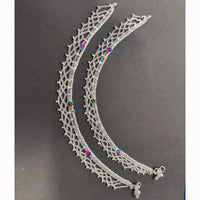 Manisha Jewellery Classic Silver Plated Traditional Payal with Engraved Design for Women & Girls