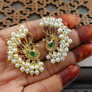 Manisha Jewellery Traditional Peacock Inspired Stud Earrings with Sparkling Pota Stones and Pearls