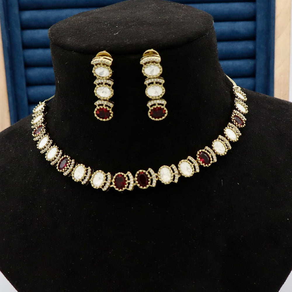 Manisha Jewellery Elegant American Diamond Pendent Chain Necklace Set