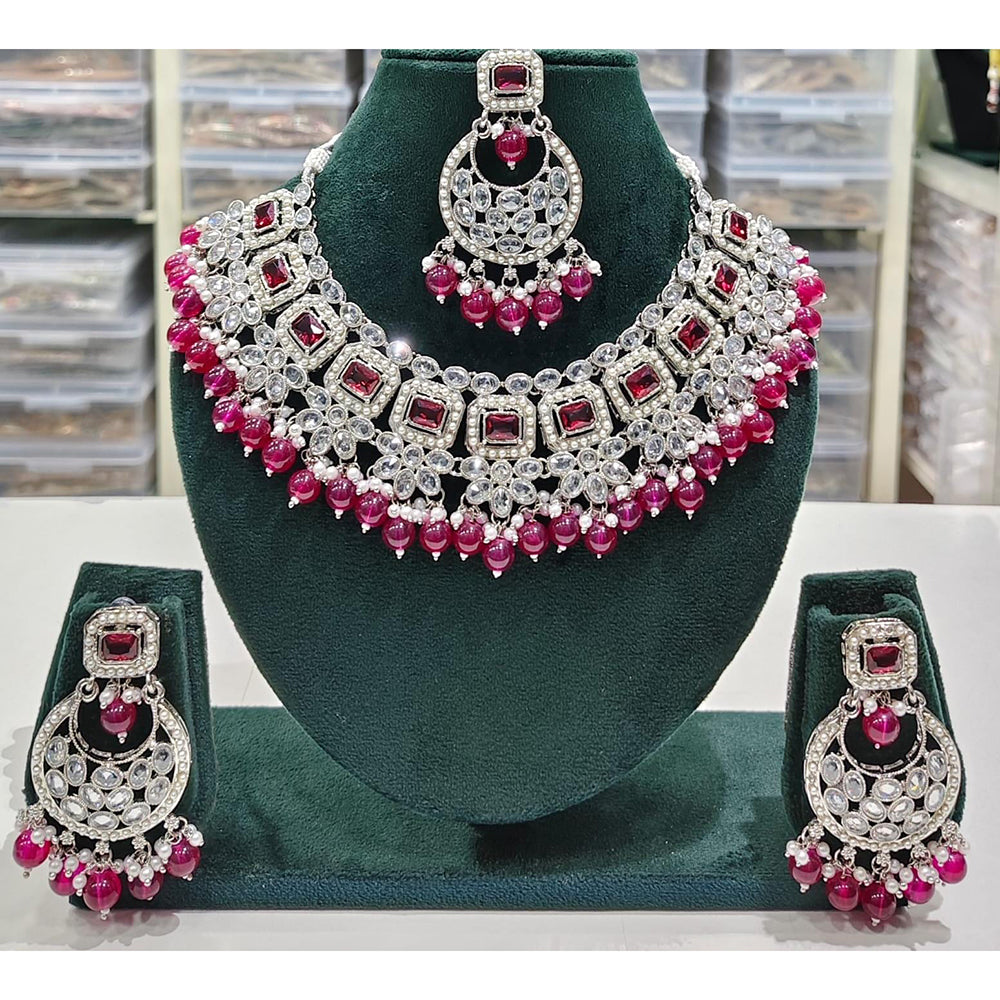 Manisha Jewellery Styled to Shine Crystal Stone And Beads Elegant  Necklace Set
