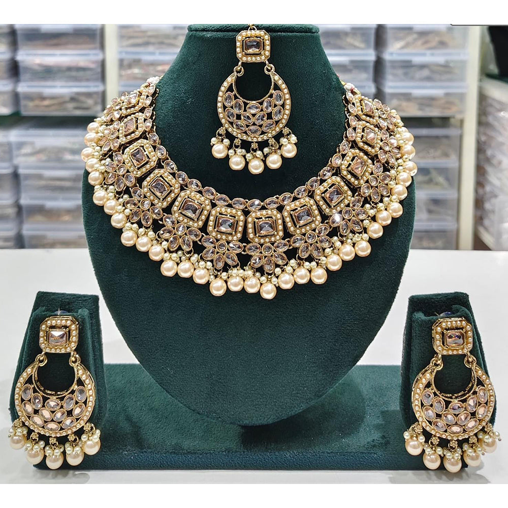 Manisha Jewellery Styled to Shine Crystal Stone And Beads Elegant  Necklace Set