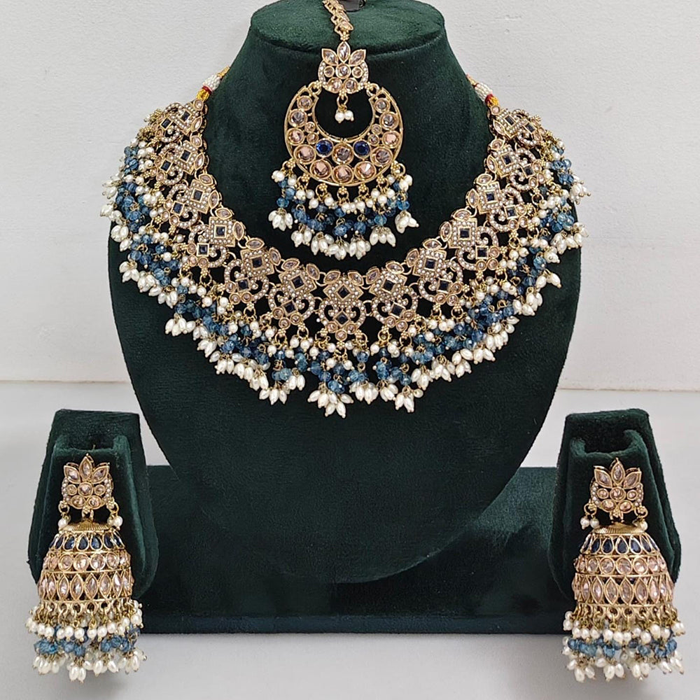 Manisha Jewellery Styled to Shine Crystal Stone And Beads Elegant  Necklace Set