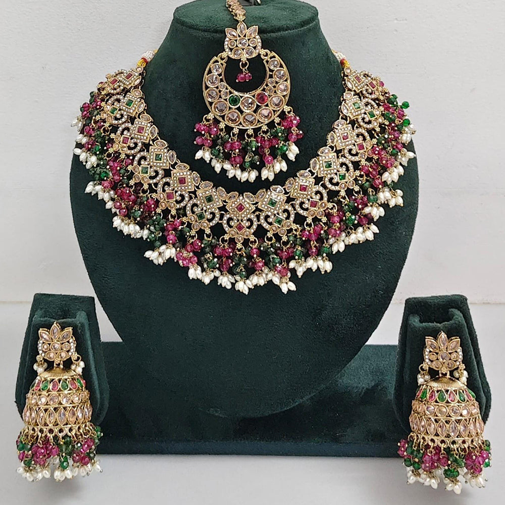 Manisha Jewellery Styled to Shine Crystal Stone And Beads Elegant  Necklace Set