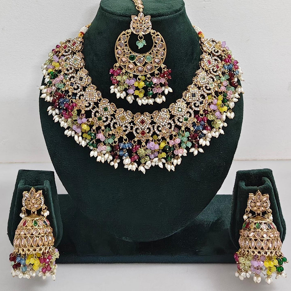 Manisha Jewellery Styled to Shine Crystal Stone And Beads Elegant  Necklace Set