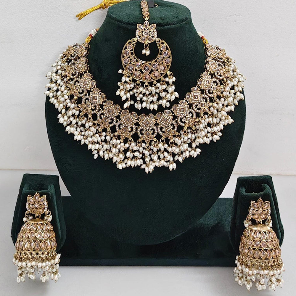 Manisha Jewellery Styled to Shine Crystal Stone And Beads Elegant  Necklace Set