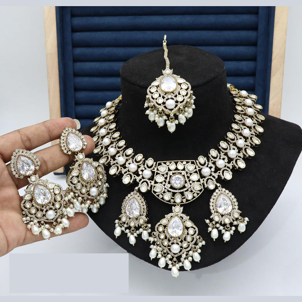 Manisha Jewellery Styled to Shine Crystal Stone And Beads Elegant  Necklace Set