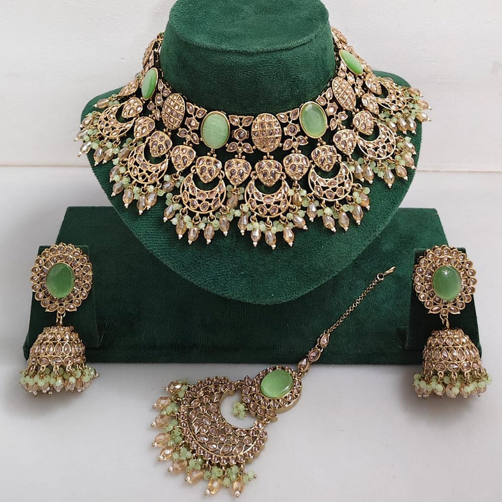 Manisha Jewellery Styled to Shine Crystal Stone And Beads Elegant Choker Necklace Set