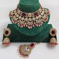 Manisha Jewellery Styled to Shine Crystal Stone And Beads Elegant Choker Necklace Set