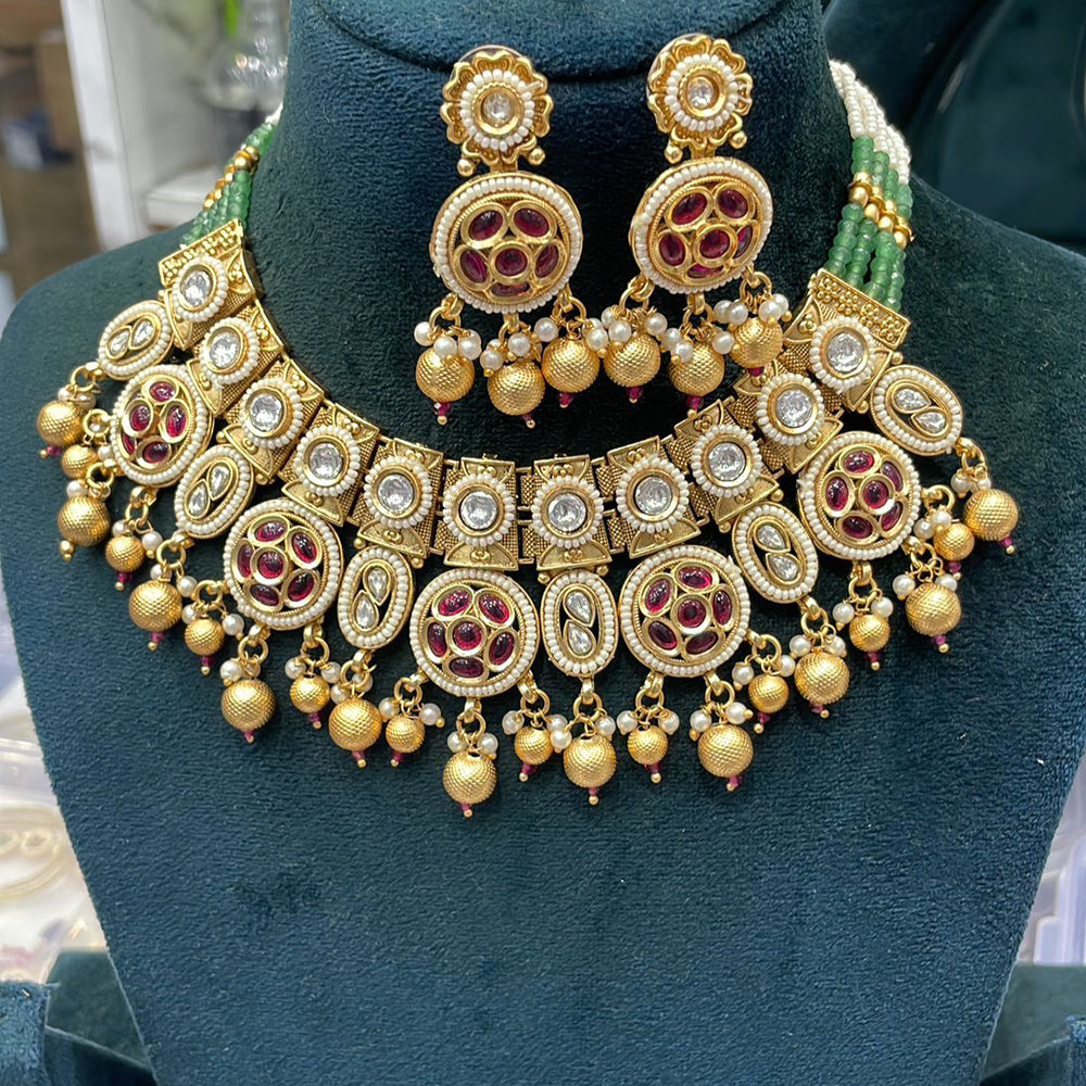 Manisha Jewellery Elegant Kundan and Pearls Choker Necklace Set Perfect For Wedding