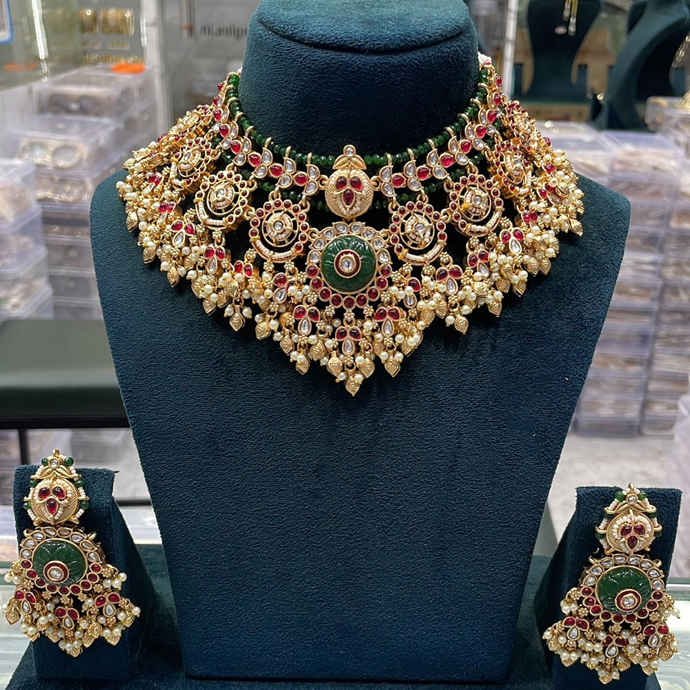 Manisha Jewellery Traditional Pota Stone And Beads Choker Necklace Set