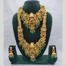 Manisha Jewellery Antique Gold Finish Double Temple Necklace Set with Earrings