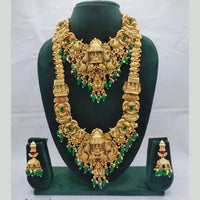 Manisha Jewellery Antique Gold Finish Double Temple Necklace Set with Earrings
