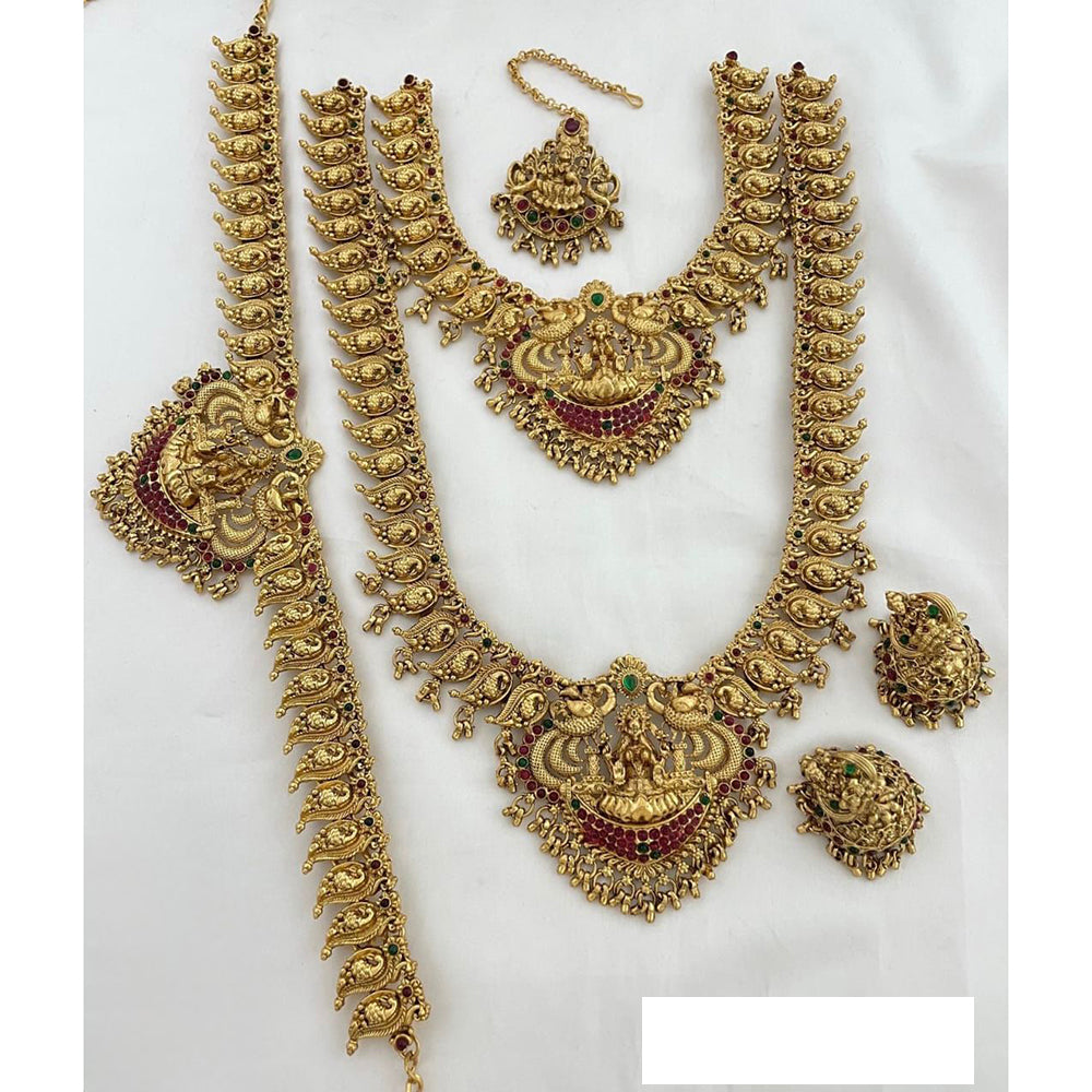 Manisha Jewellery Antique Gold Finish Semi-Bridal Temple Necklace Set