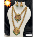 Manisha Jewellery Antique Gold Finish Double Temple Necklace Set with Earrings