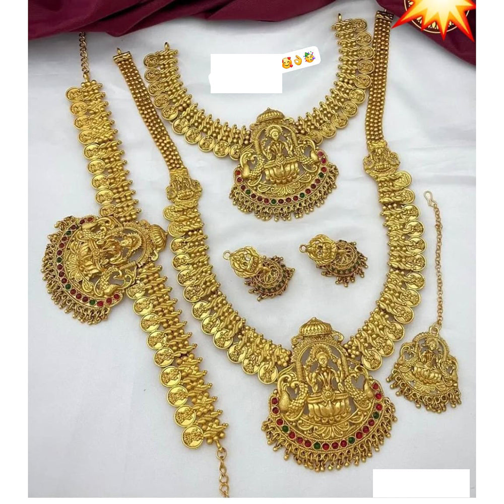 Manisha Jewellery Antique Gold Finish Semi-Bridal Temple Necklace Set