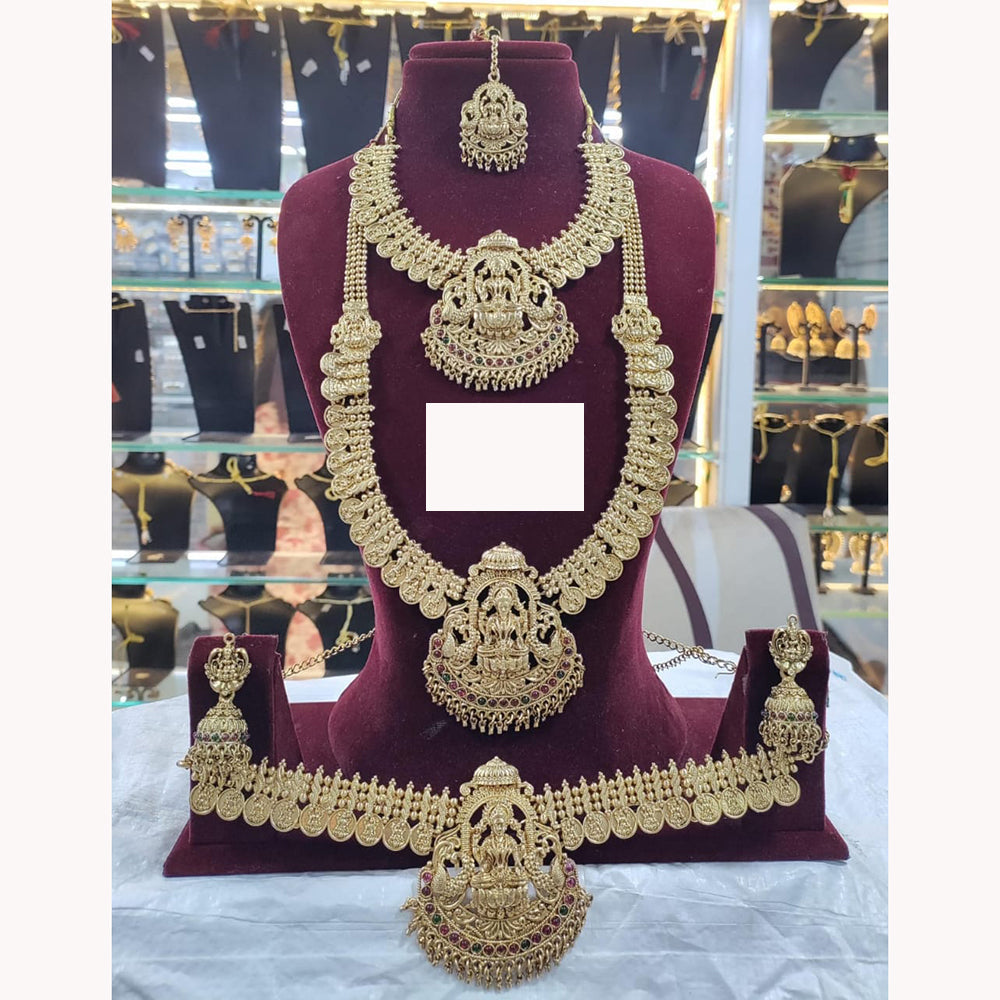 Manisha Jewellery Antique Gold Finish Semi-Bridal Temple Necklace Set