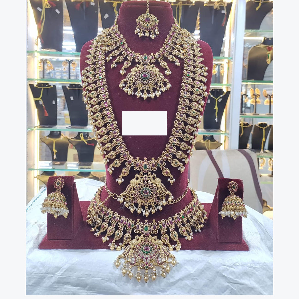 Manisha Jewellery Antique Gold Finish Bridal Necklace Set With Beautiful Kamarband