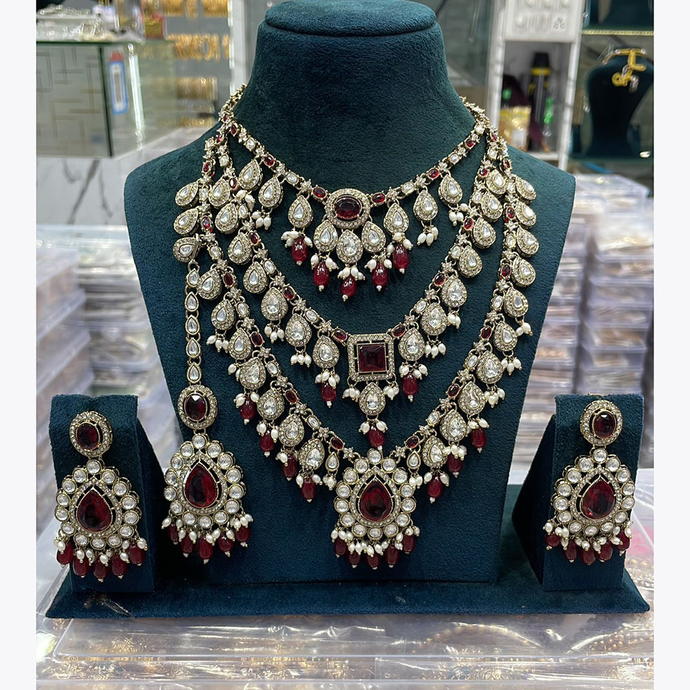 Manisha Jewellery Handcrafted Kundan and Beads Semi Bridal Set for Wedding & Festive Wear