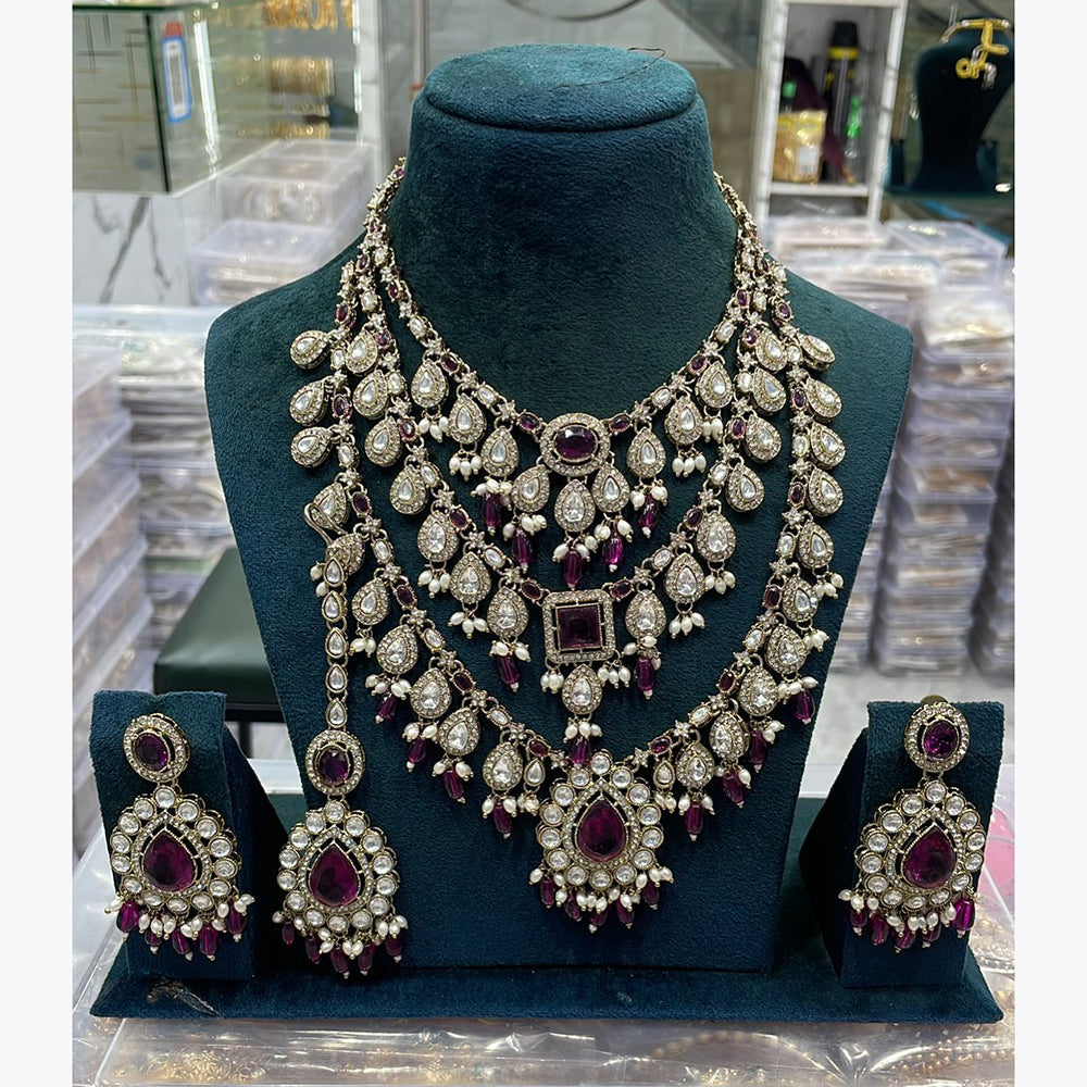 Manisha Jewellery Handcrafted Kundan and Beads Semi Bridal Set for Wedding & Festive Wear