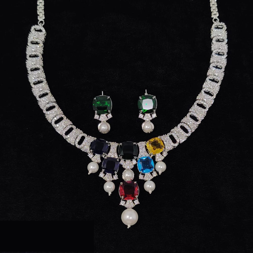 Manisha Jewellery Radiant American Diamond Necklace Set For Special Occassions
