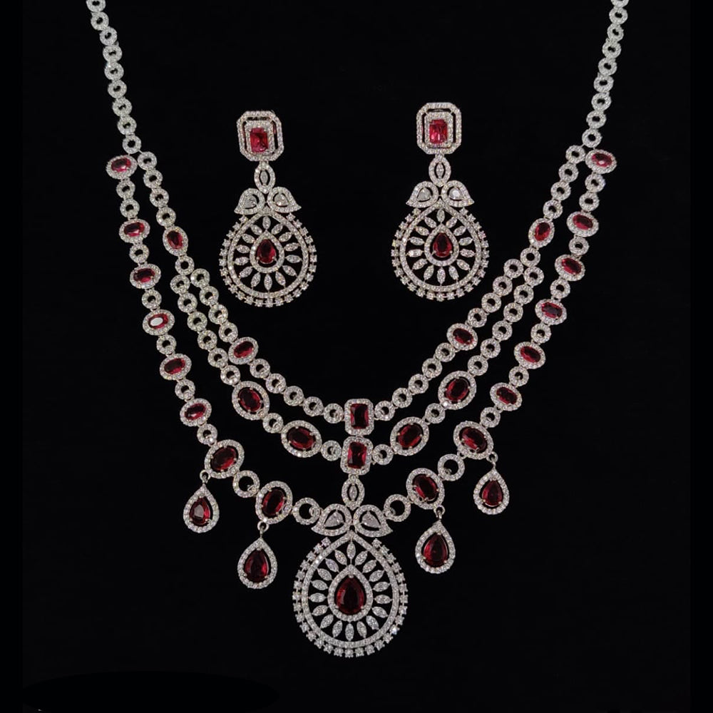 Manisha Jewellery Dazzling American Diamond Long Necklace Set