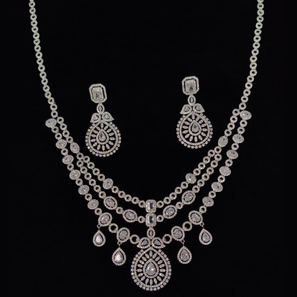 Manisha Jewellery Dazzling American Diamond Long Necklace Set