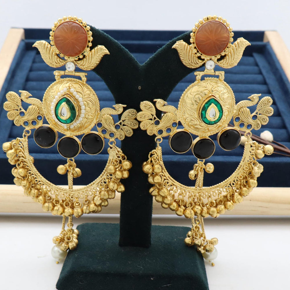 Manisha Jewellery Festive Wear Antique Finish Brass Earrings with Ghungroo Work