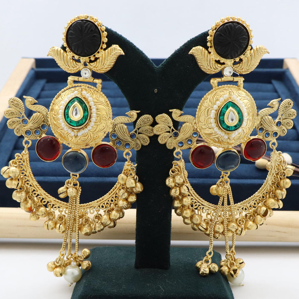 Manisha Jewellery Festive Wear Antique Finish Brass Earrings with Ghungroo Work