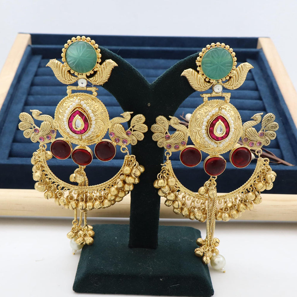 Manisha Jewellery Festive Wear Antique Finish Brass Earrings with Ghungroo Work