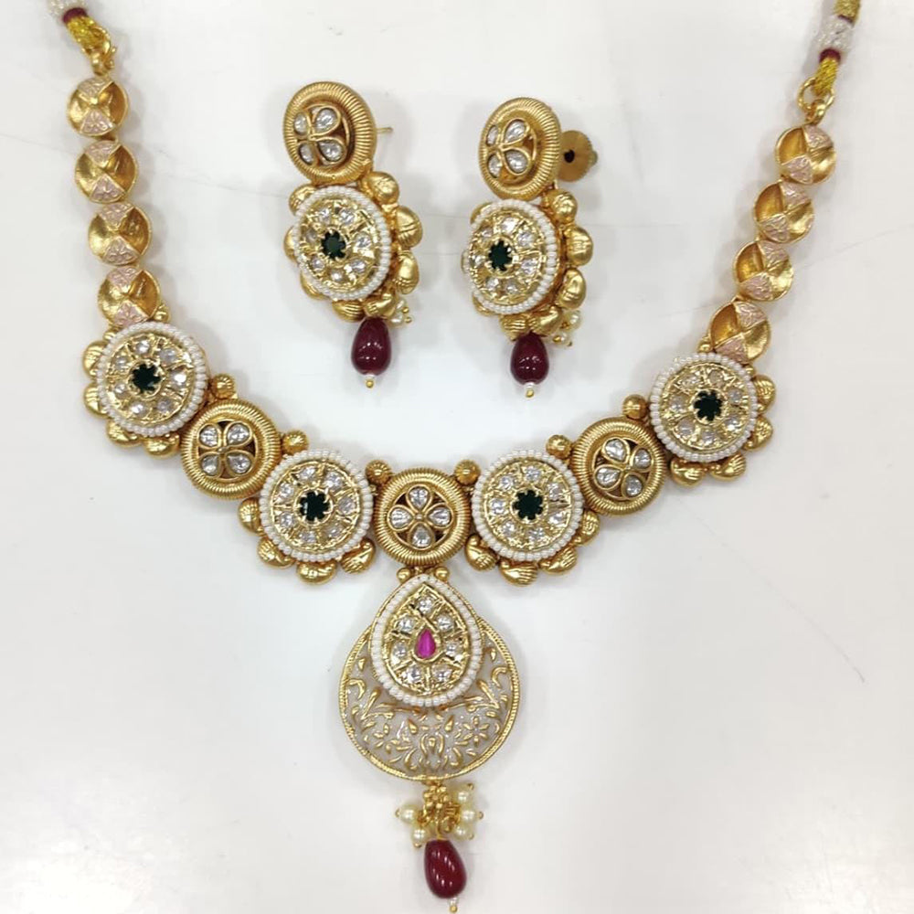 Manisha Jewellery Exclusive Kundan and Pearl Necklace Set with Matching Earrings for Festive Occasions