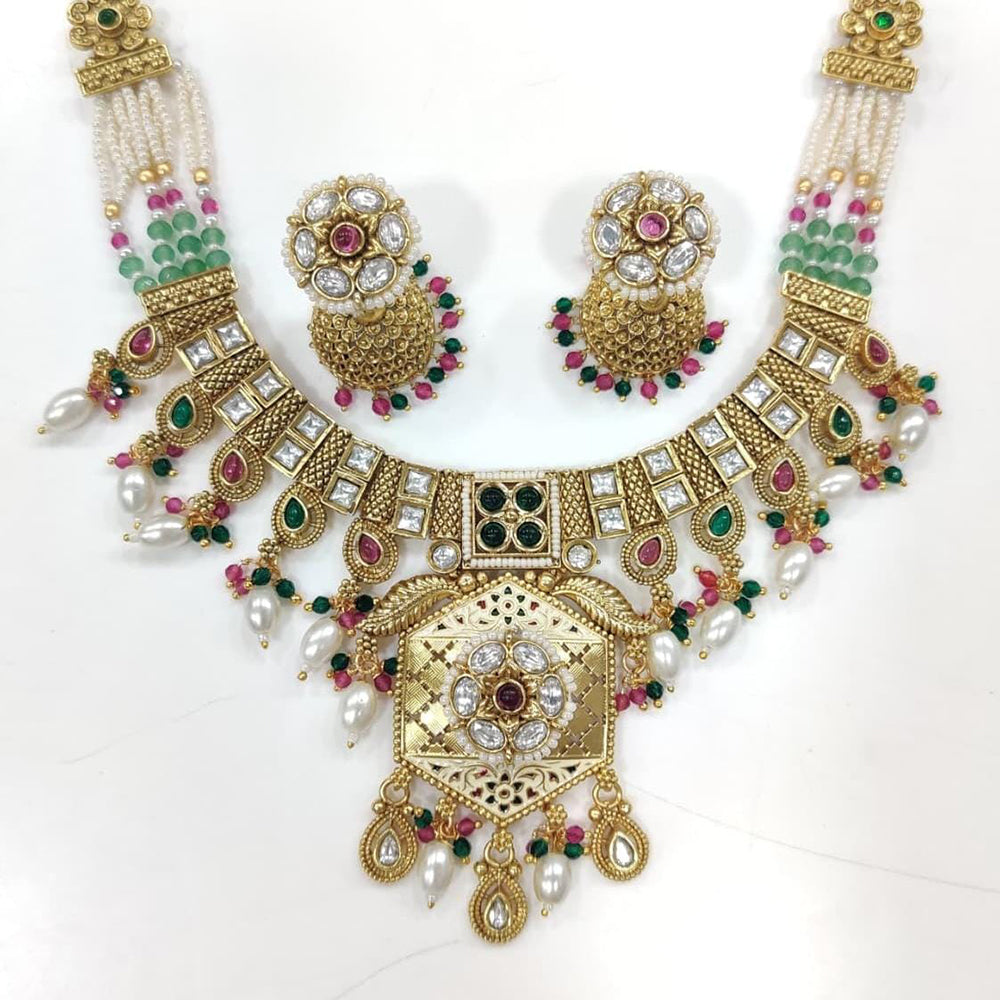 Manisha Jewellery Exclusive Kundan and Pearl Necklace Set with Matching Earrings for Festive Occasions