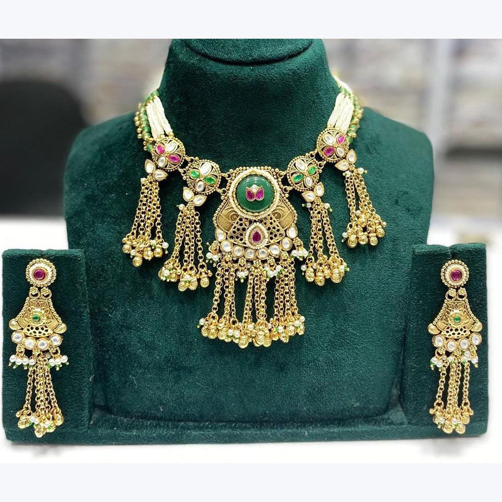 Manisha Jewellery Luxurious Pota and Kundan Choker Necklace with Ghungroo Drops