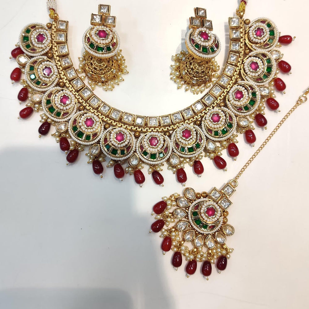 Manisha Jewellery Exclusive Kundan and Pearl Necklace Set with Matching Earrings for Festive Occasions
