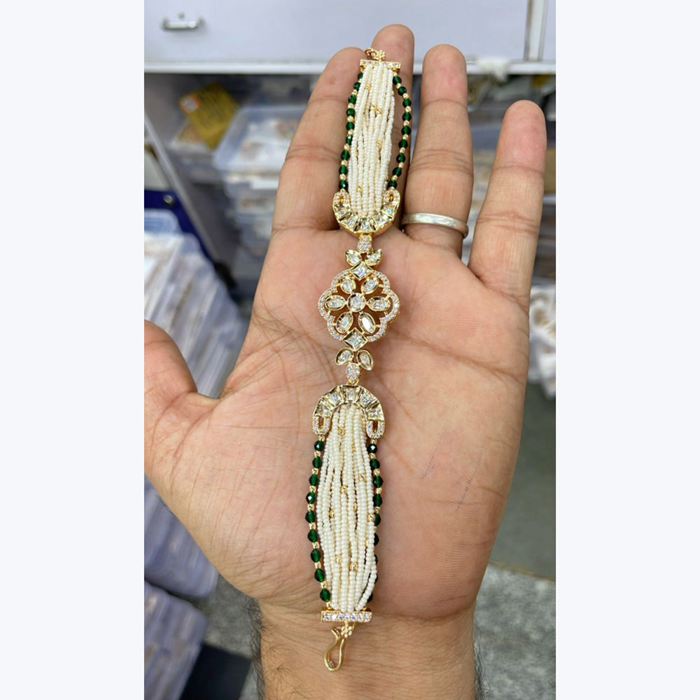 Manisha Jewellery Kundan And Pearl Adjustable Bracelet Perfect Gift For Girls And Women
