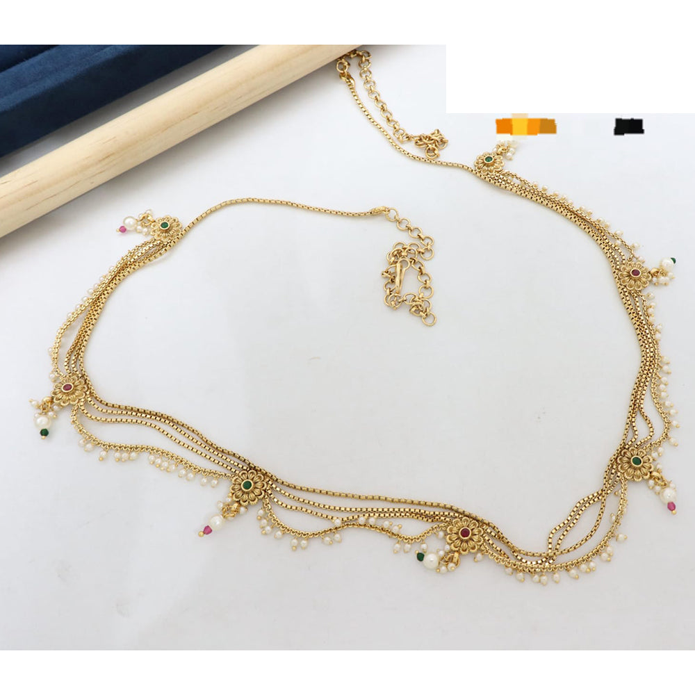 Manisha Jewellery Traditional Pota Stone and Pearl Drops Antique Kamarband