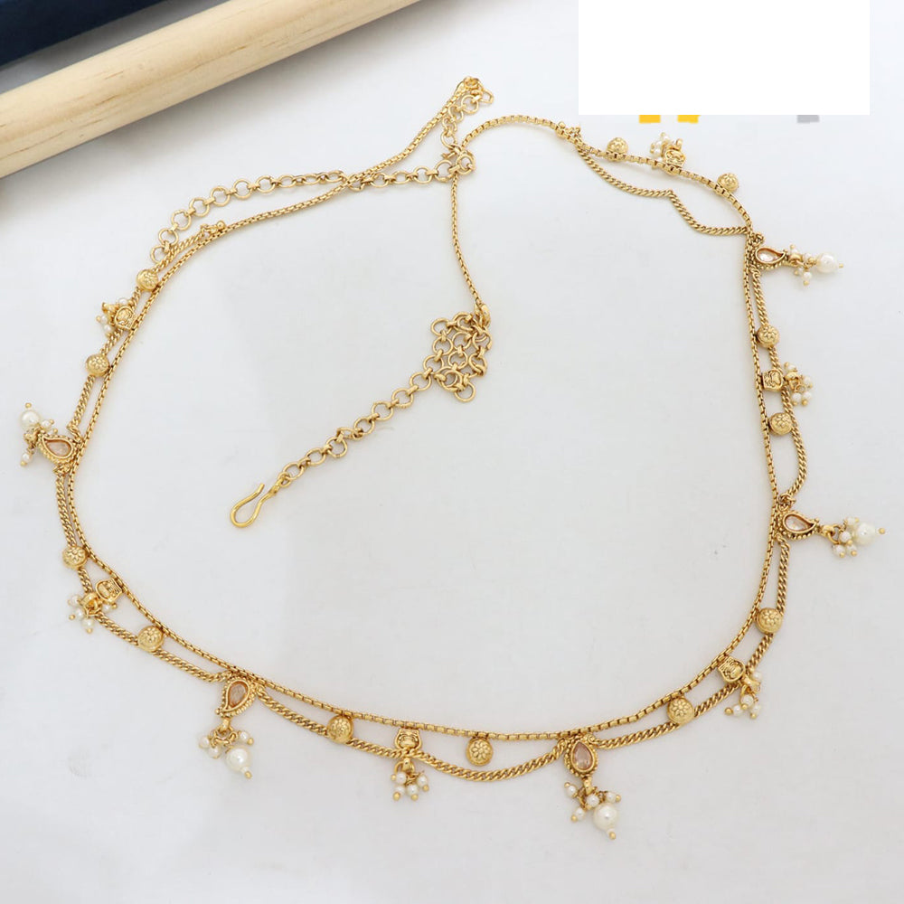 Manisha Jewellery Traditional Pota Stone and Pearl Drops Antique Kamarband