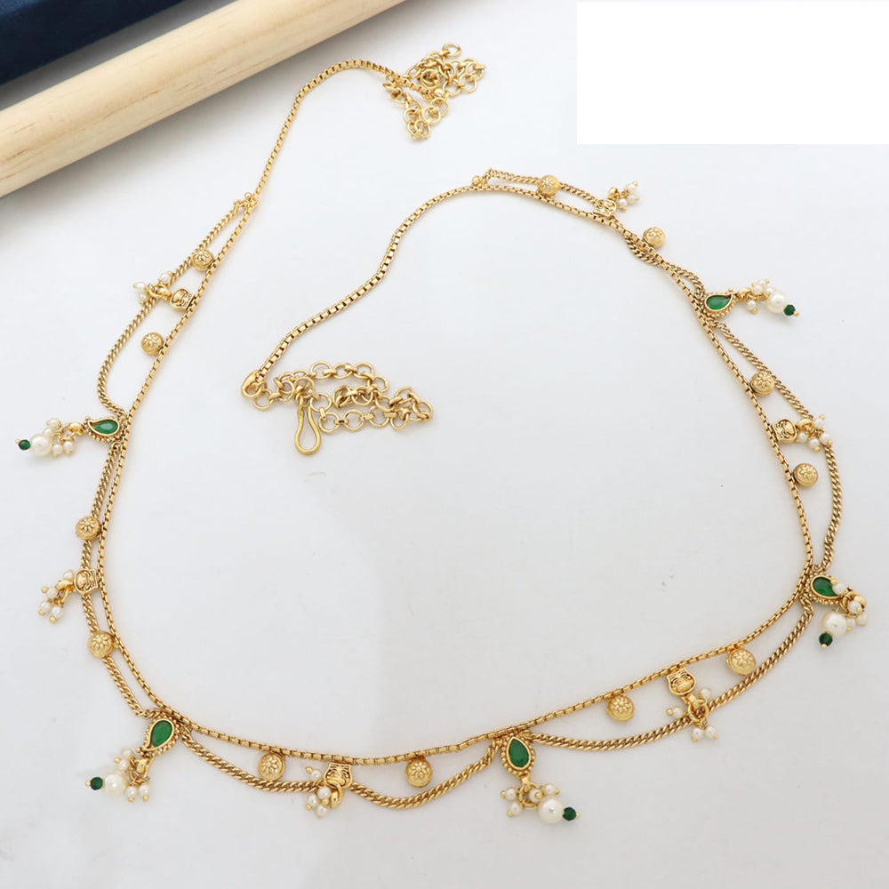 Manisha Jewellery Traditional Pota Stone and Pearl Drops Antique Kamarband