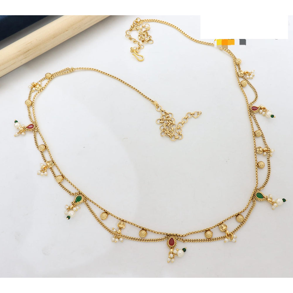 Manisha Jewellery Traditional Pota Stone and Pearl Drops Antique Kamarband
