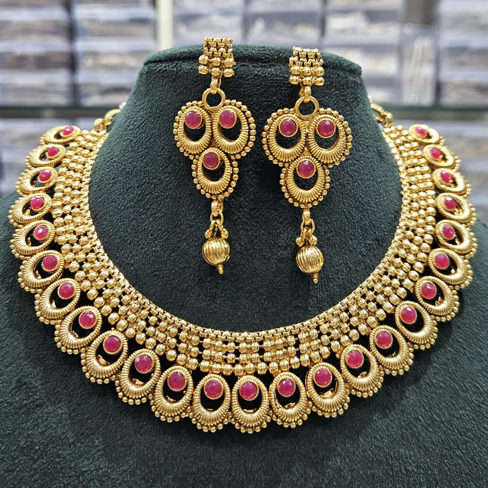 Manisha Jewellery Traditional Pota Stone Necklace Set with Matching Earrings