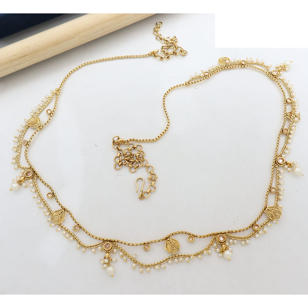 Manisha Jewellery Traditional Pota Stone and Pearl Drops Antique Kamarband