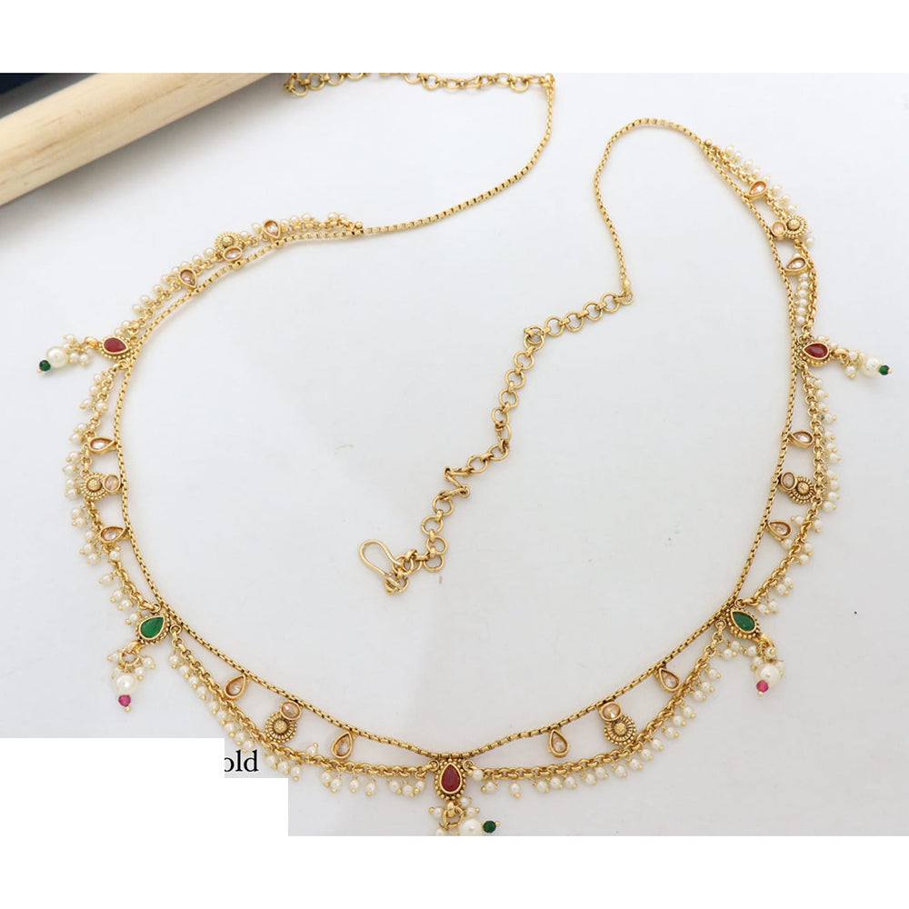 Manisha Jewellery Traditional Pota Stone and Pearl Drops Antique Kamarband