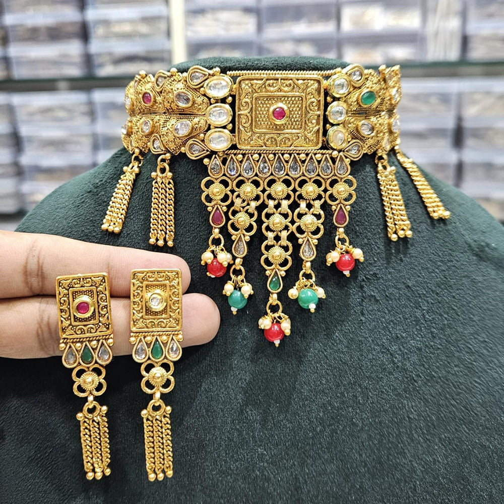 Manisha Jewellery Traditional Polki Kundan and Beads Choker Necklace Set