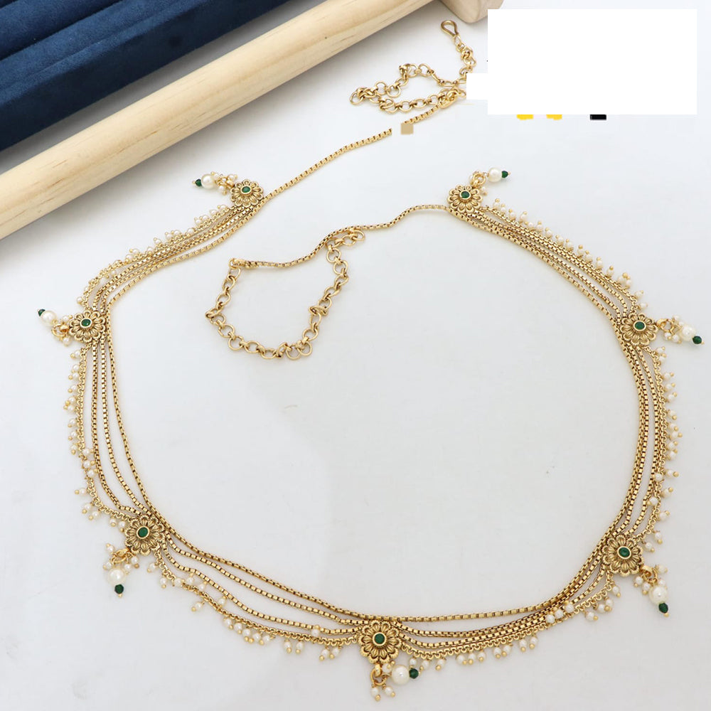 Manisha Jewellery Traditional Pota Stone and Pearl Drops Antique Kamarband
