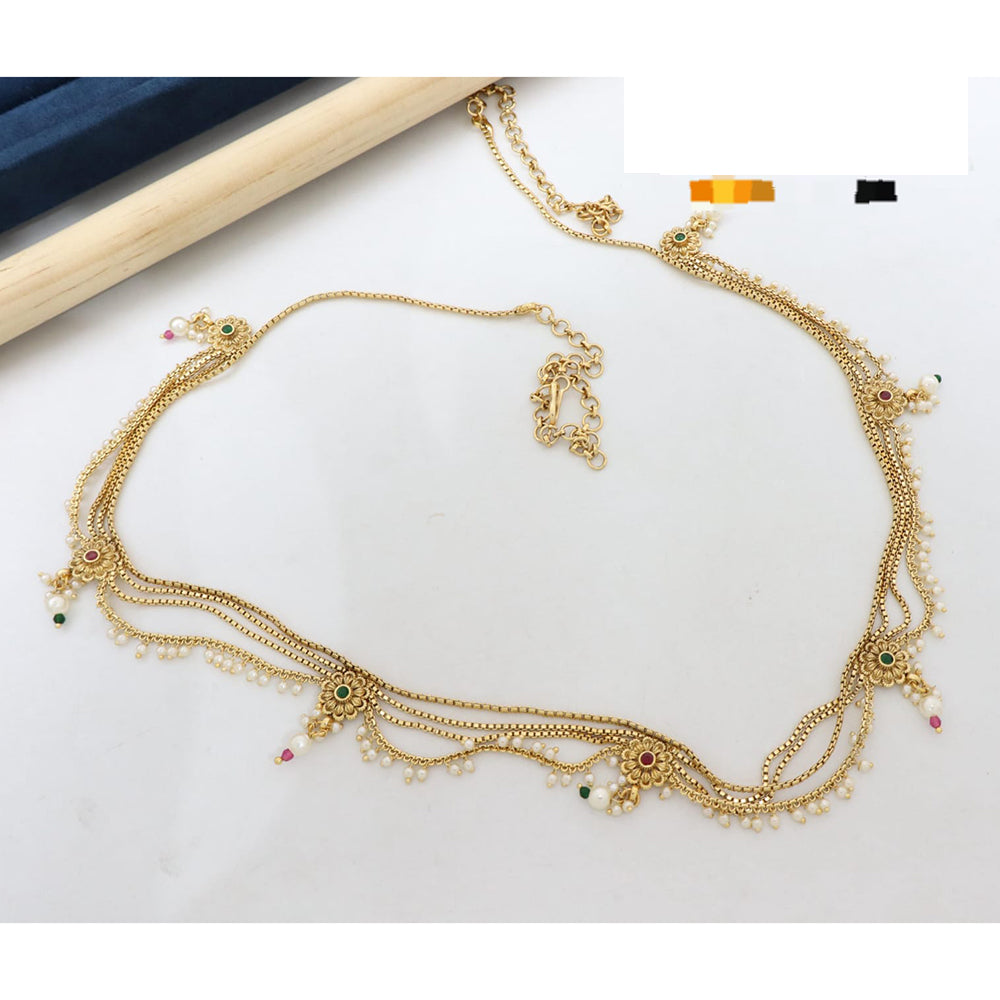 Manisha Jewellery Traditional Pota Stone and Pearl Drops Antique Kamarband