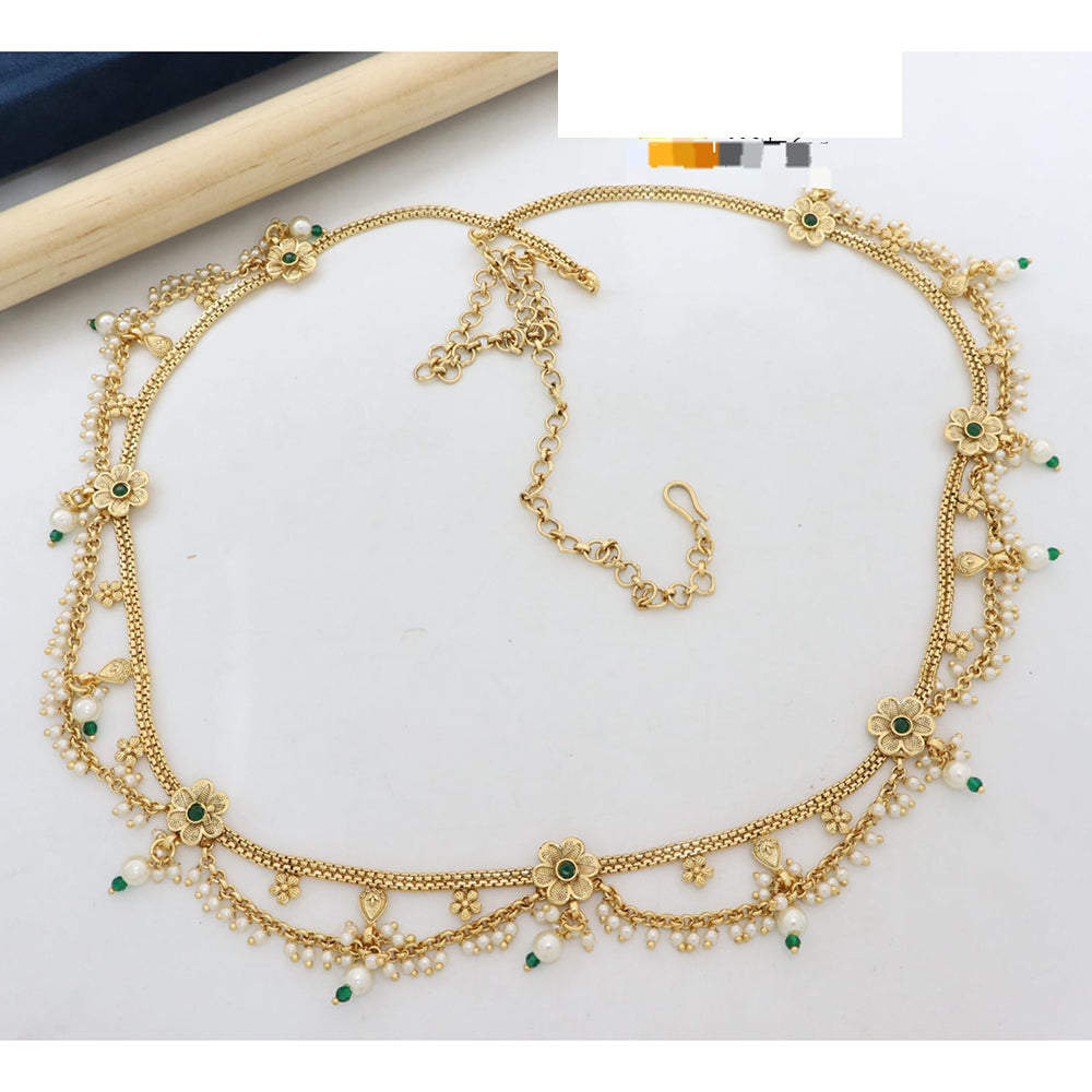 Manisha Jewellery Traditional Pota Stone and Pearl Drops Antique Kamarband