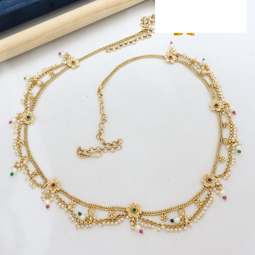 Manisha Jewellery Traditional Pota Stone and Pearl Drops Antique Kamarband